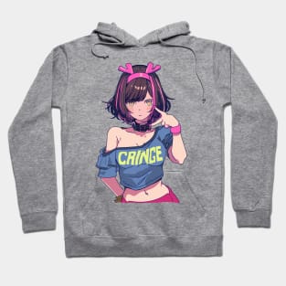 Cute girl wearing a Cringe T-shirt Hoodie